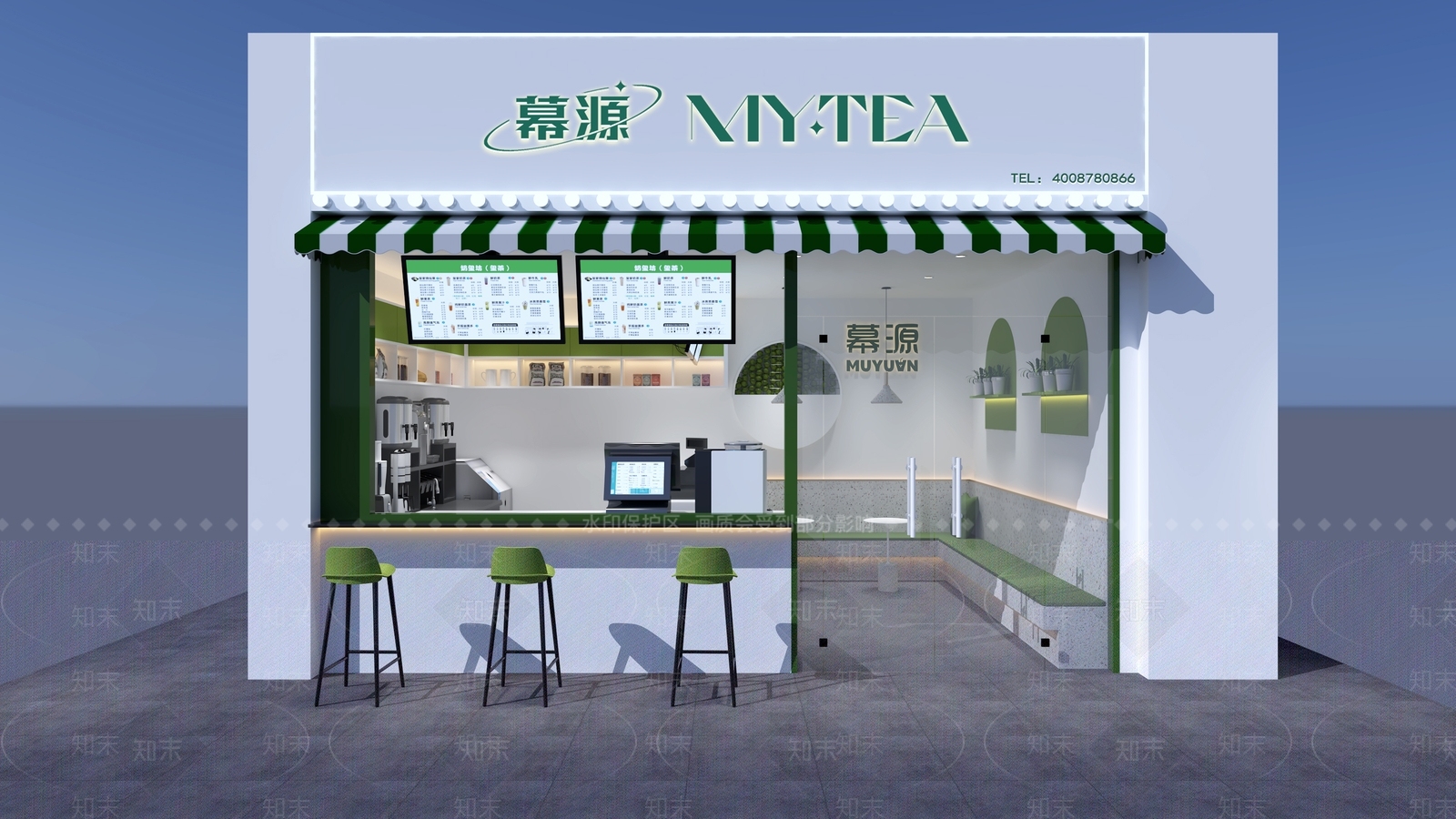 现代奶茶店3D模型下载【ID:1153441800】
