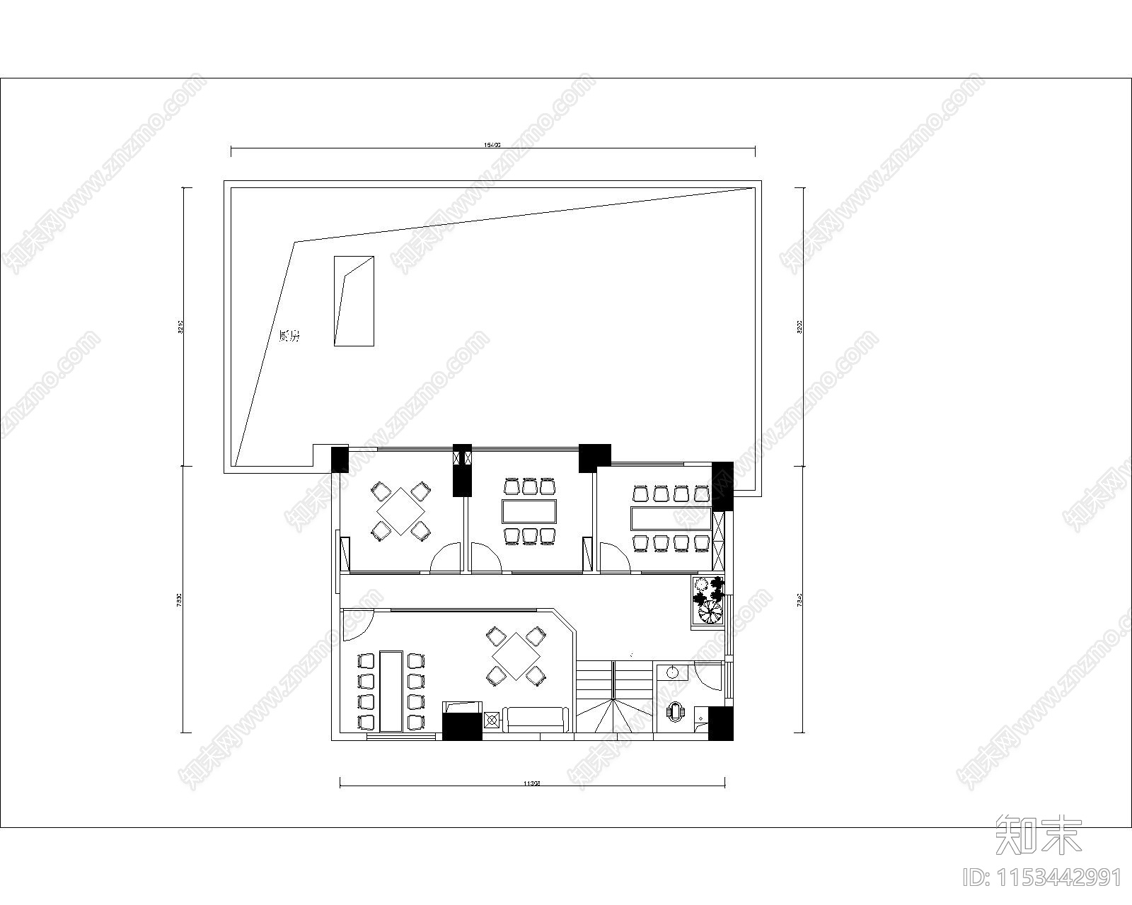 两层茶楼室内cad施工图下载【ID:1153442991】