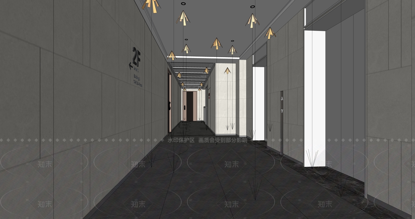 现代电梯厅SU模型下载【ID:1215964505】