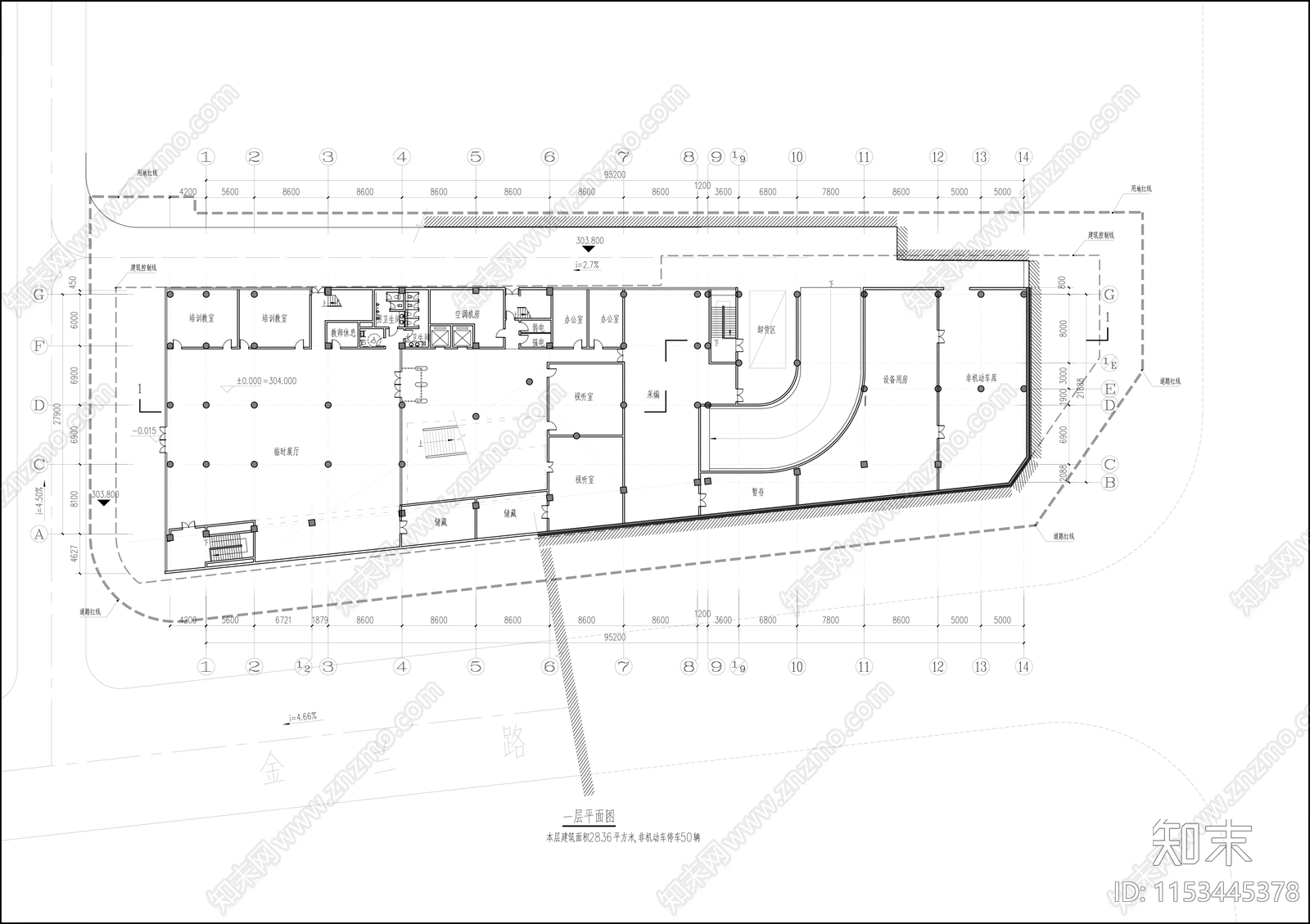 图书馆建筑cad施工图下载【ID:1153445378】