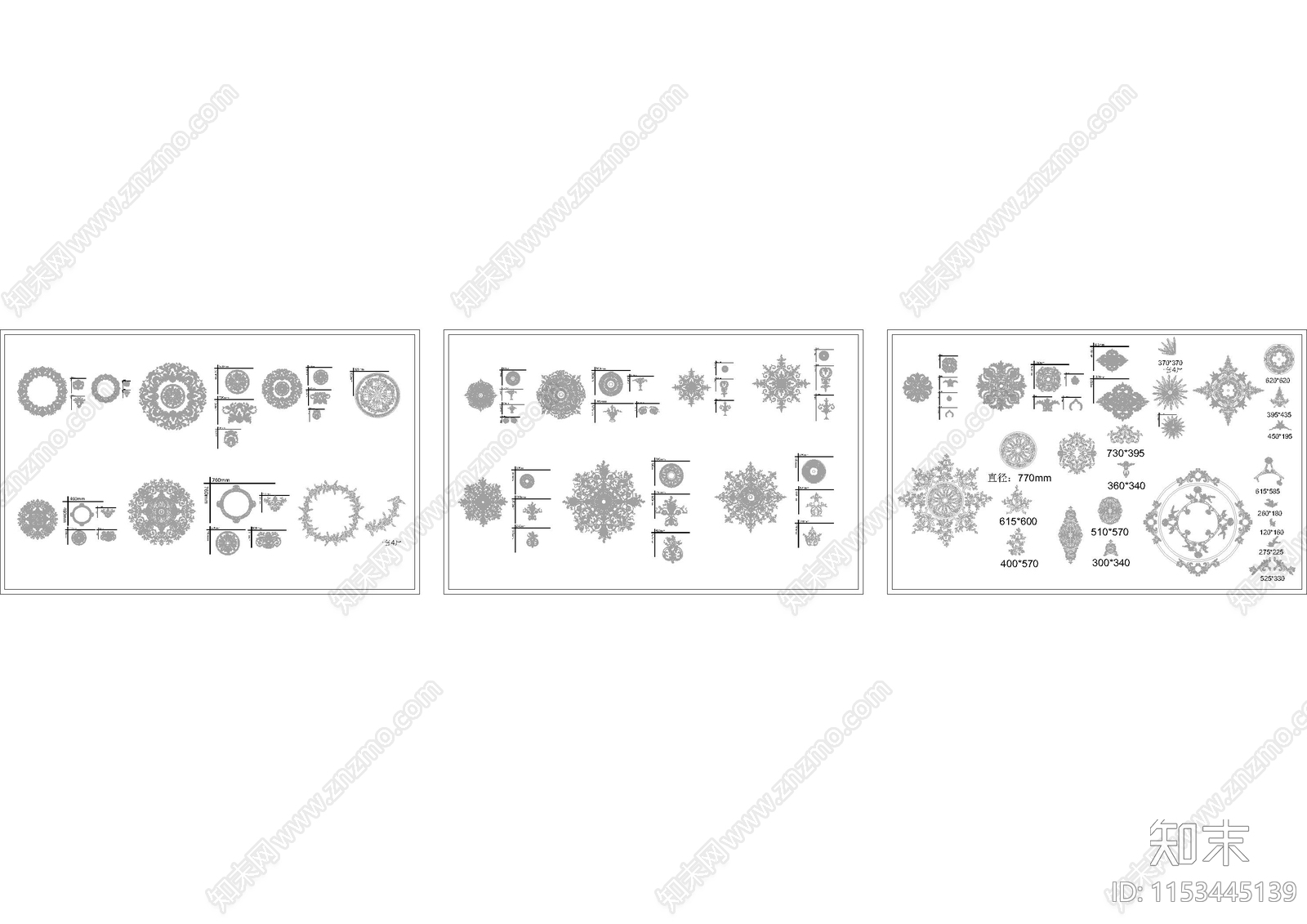 法式顶面灯盘图库cad施工图下载【ID:1153445139】