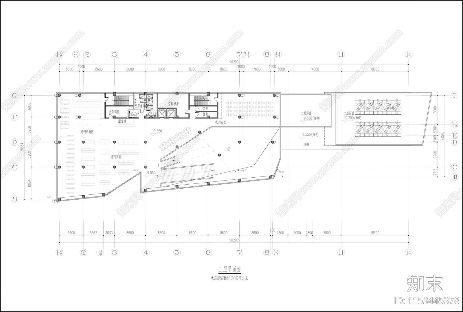 图书馆建筑cad施工图下载【ID:1153445378】