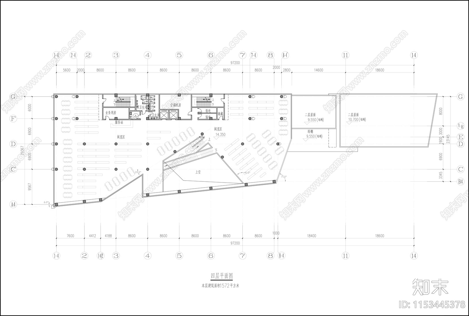 图书馆建筑cad施工图下载【ID:1153445378】