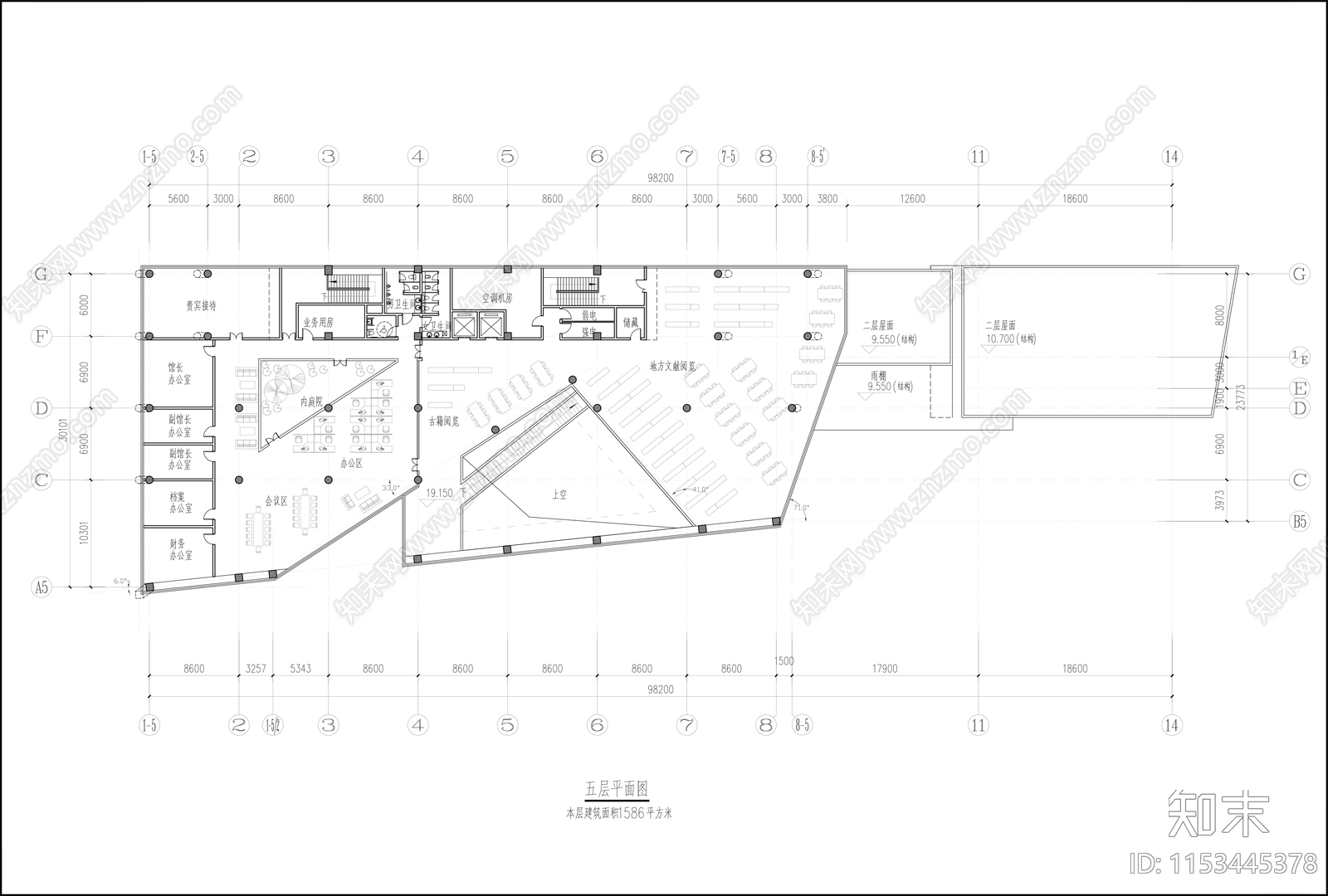 图书馆建筑cad施工图下载【ID:1153445378】