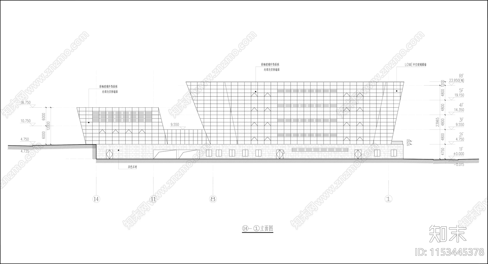 图书馆建筑cad施工图下载【ID:1153445378】