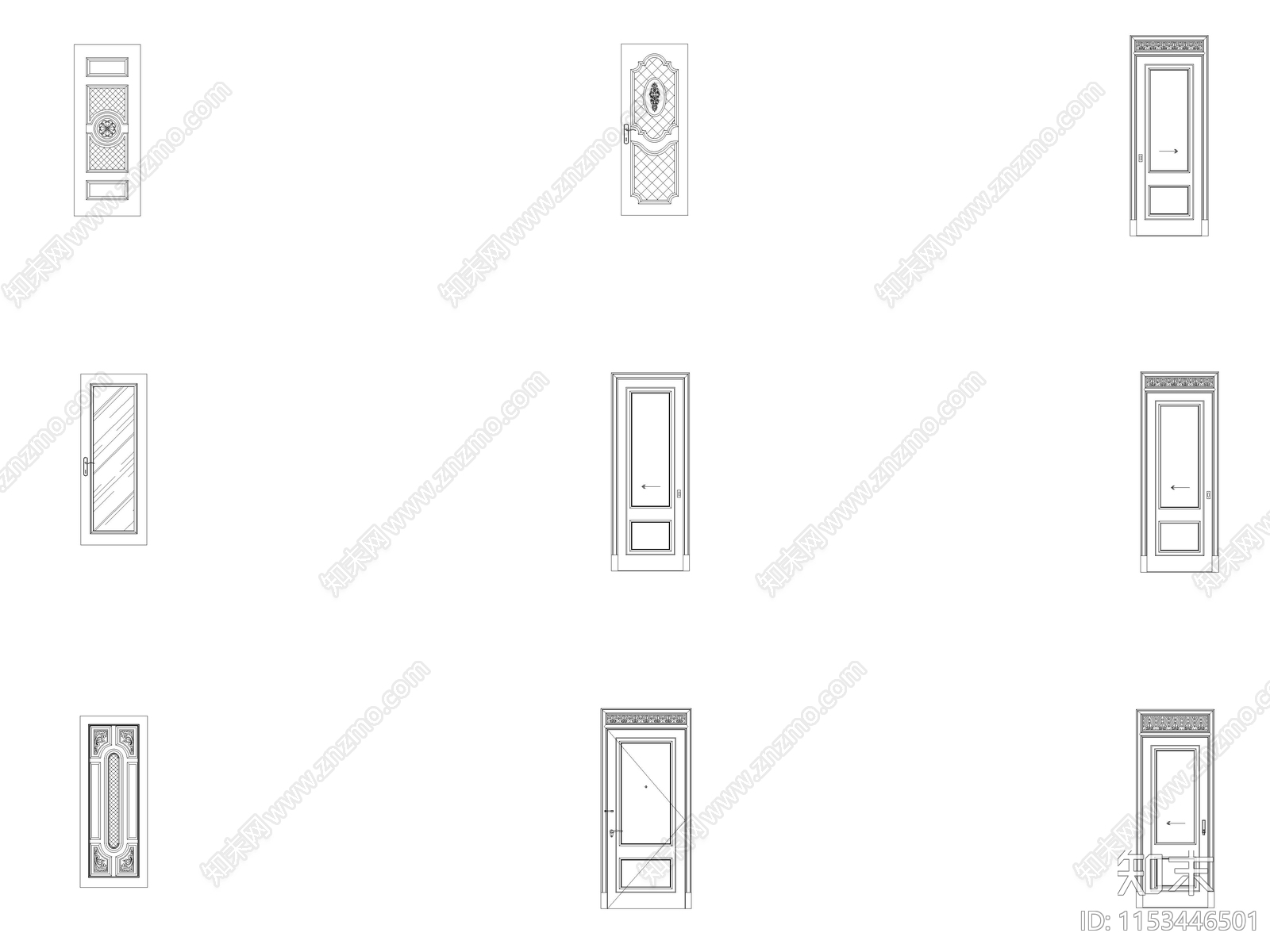 现代简约门图库cad施工图下载【ID:1153446501】