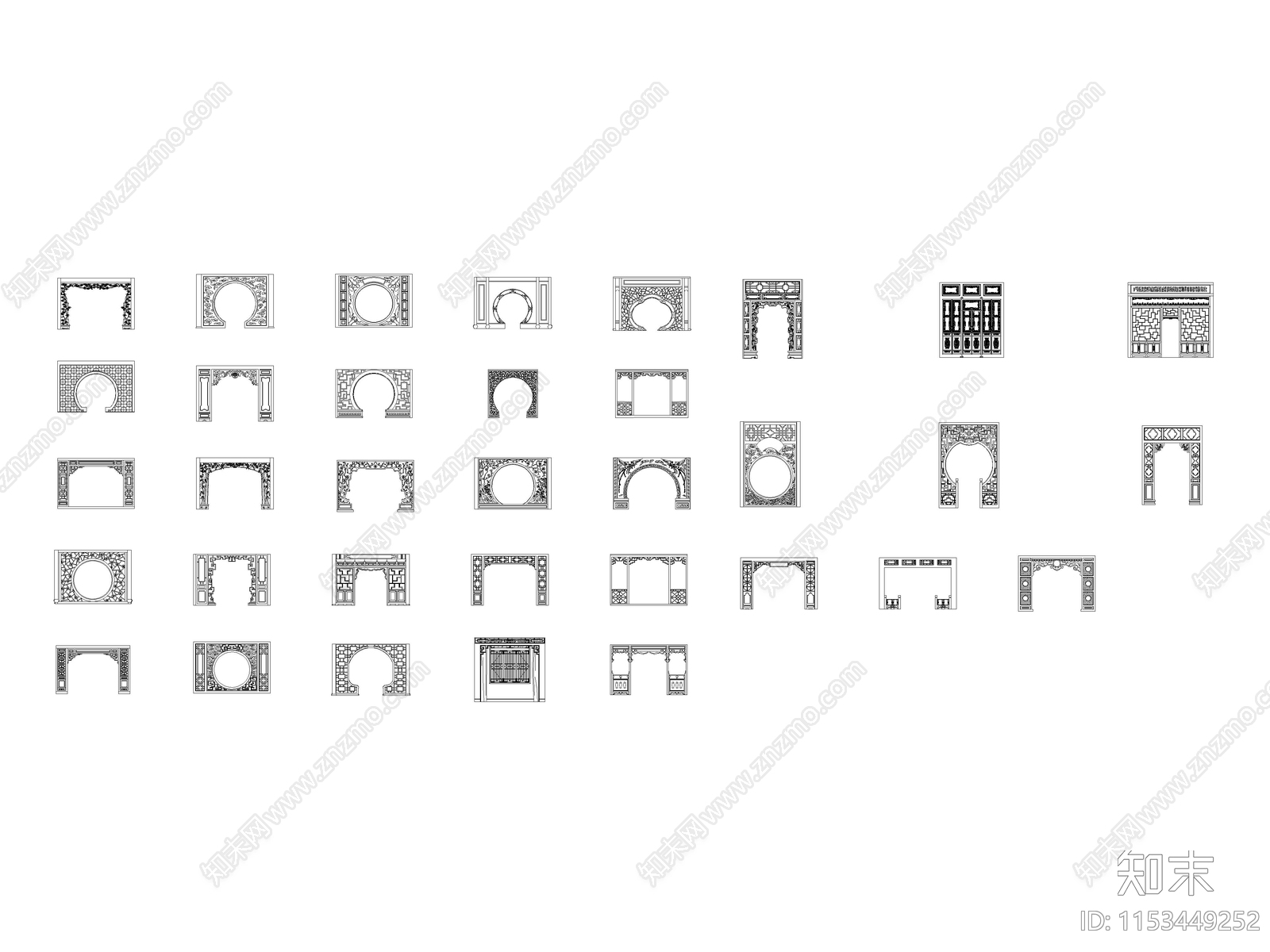 中式花格垭口图库施工图下载【ID:1153449252】