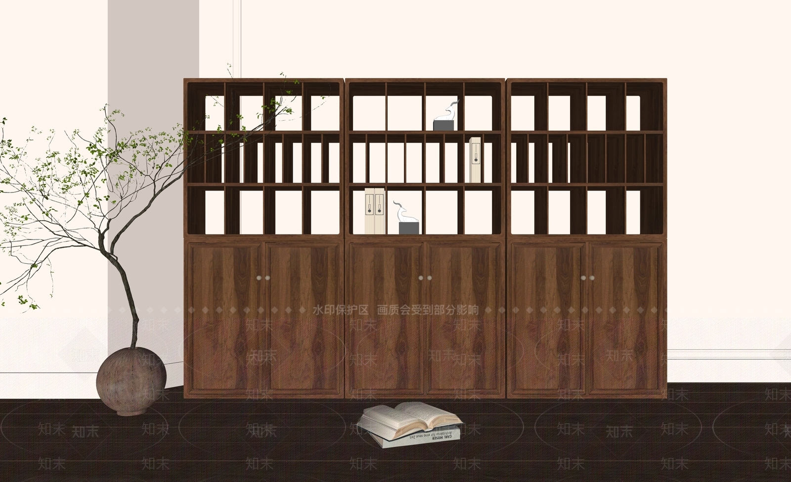 新中式书架SU模型下载【ID:1153450582】