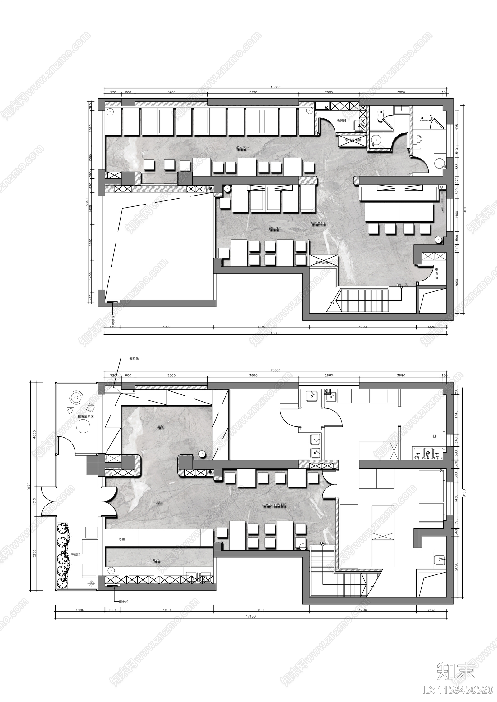 260㎡两层咖啡馆平面布置图施工图下载【ID:1153450520】