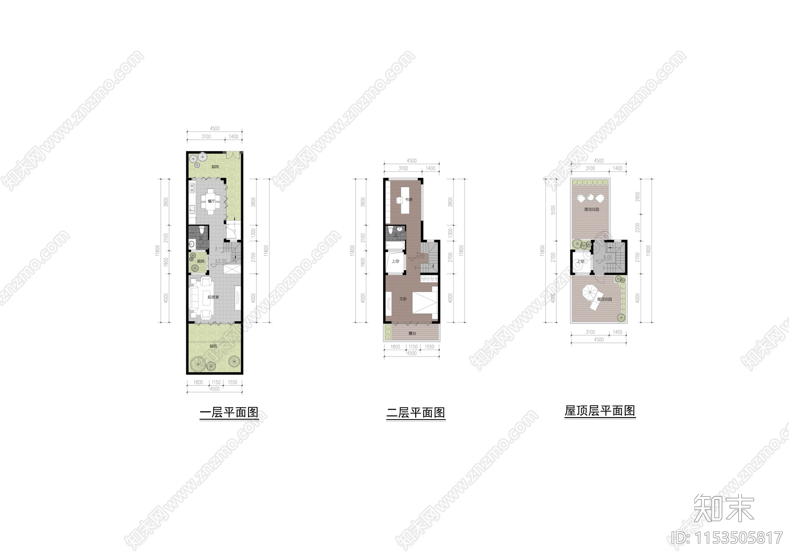 现代风格别墅户型建筑施工图下载【ID:1153505817】