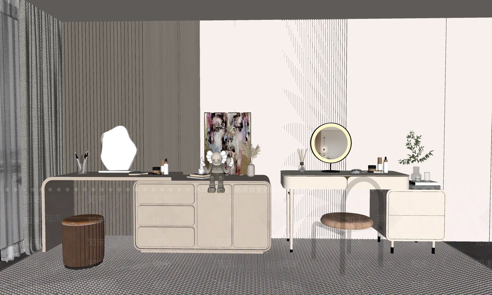 现代梳妆台SU模型下载【ID:1153456957】