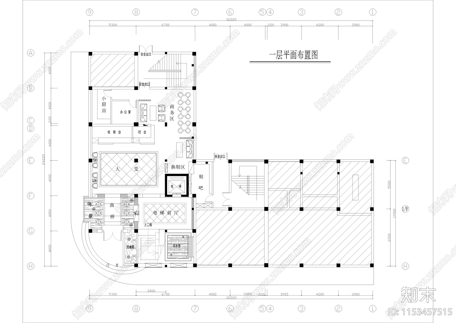 2560㎡足浴足疗休闲会所cad施工图下载【ID:1153457515】