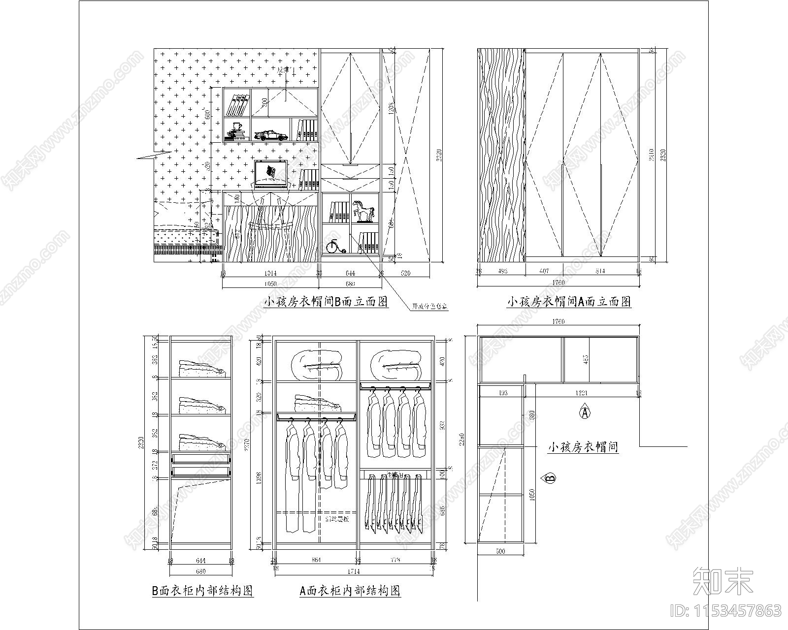 闵行别墅卧室衣柜节点详图施工图下载【ID:1153457863】