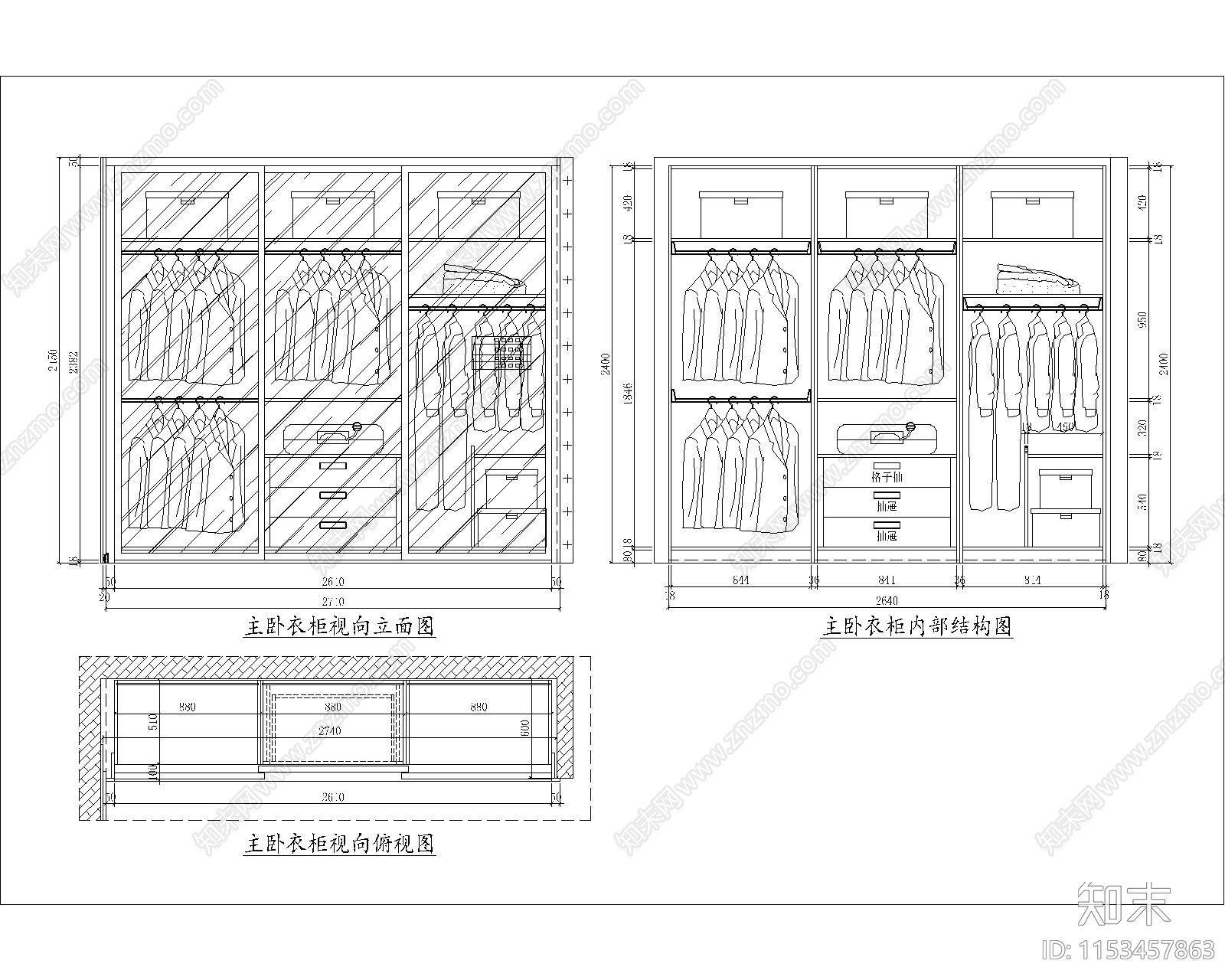 闵行别墅卧室衣柜节点详图施工图下载【ID:1153457863】