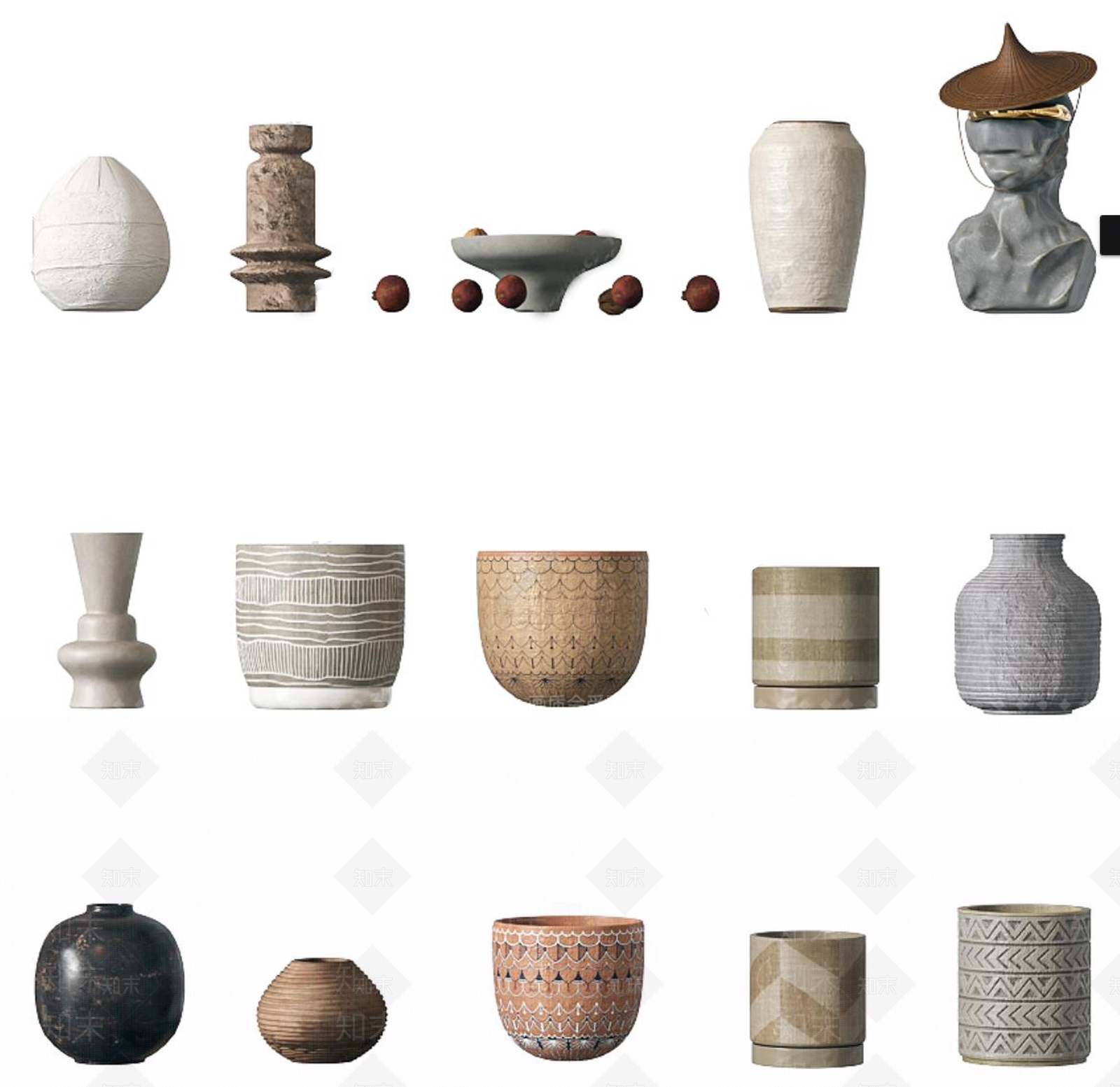 现代陶瓷摆件3D模型下载【ID:1153458171】