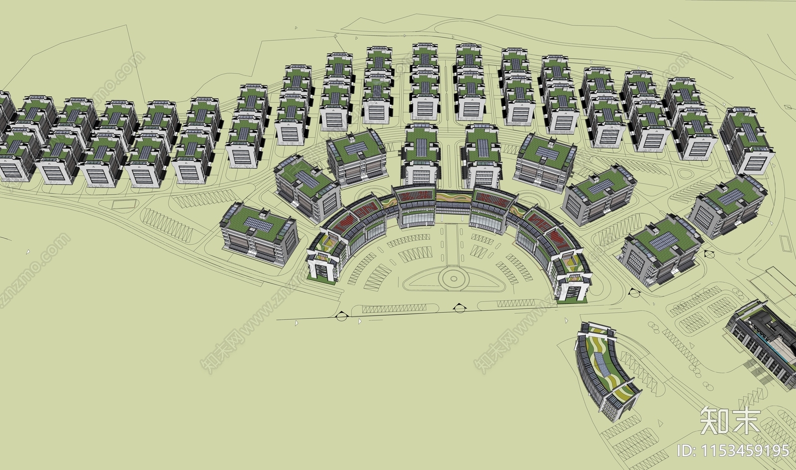 现代建筑园区SU模型下载【ID:1153459195】