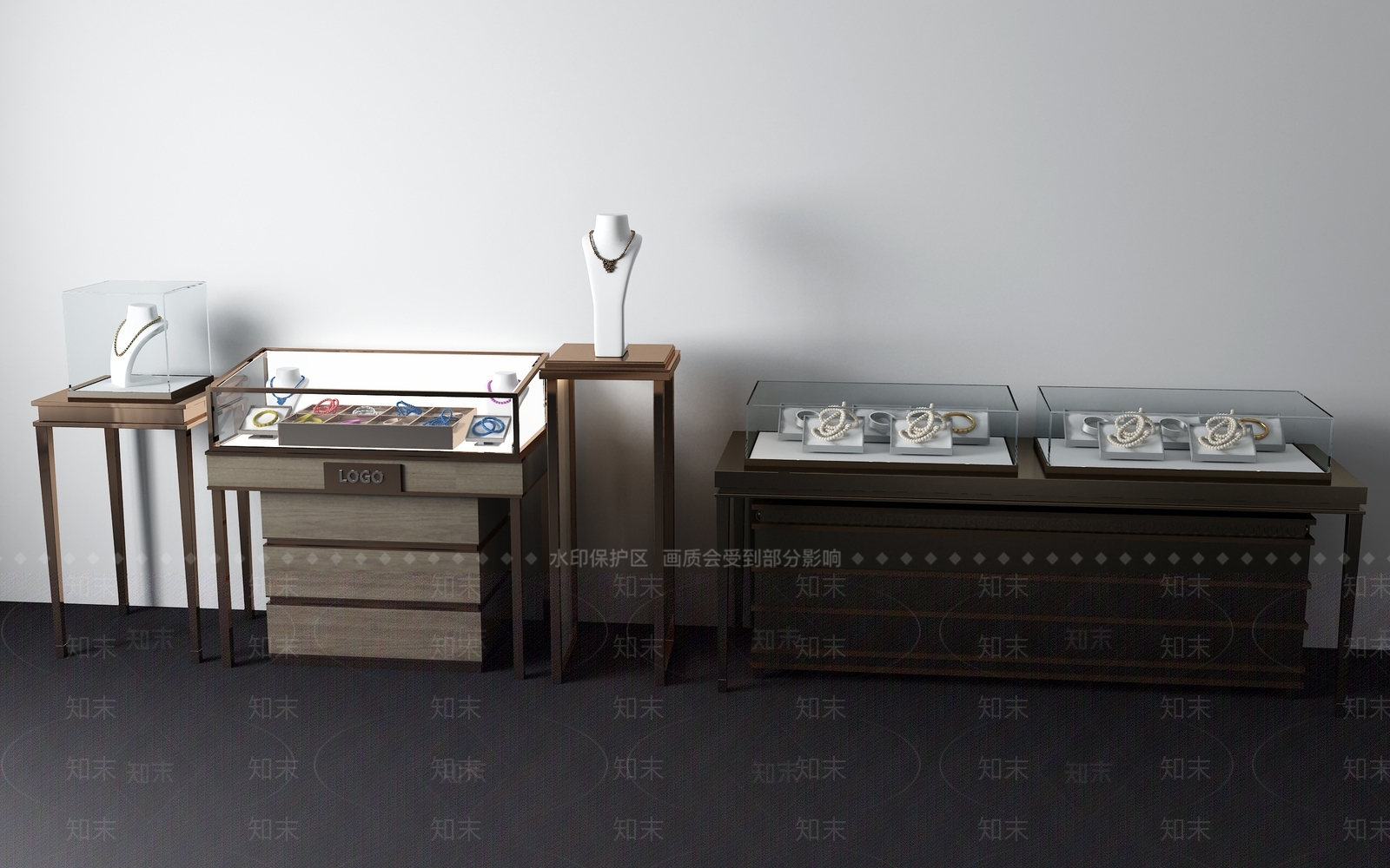 现代珠宝展示柜3D模型下载【ID:1153459095】