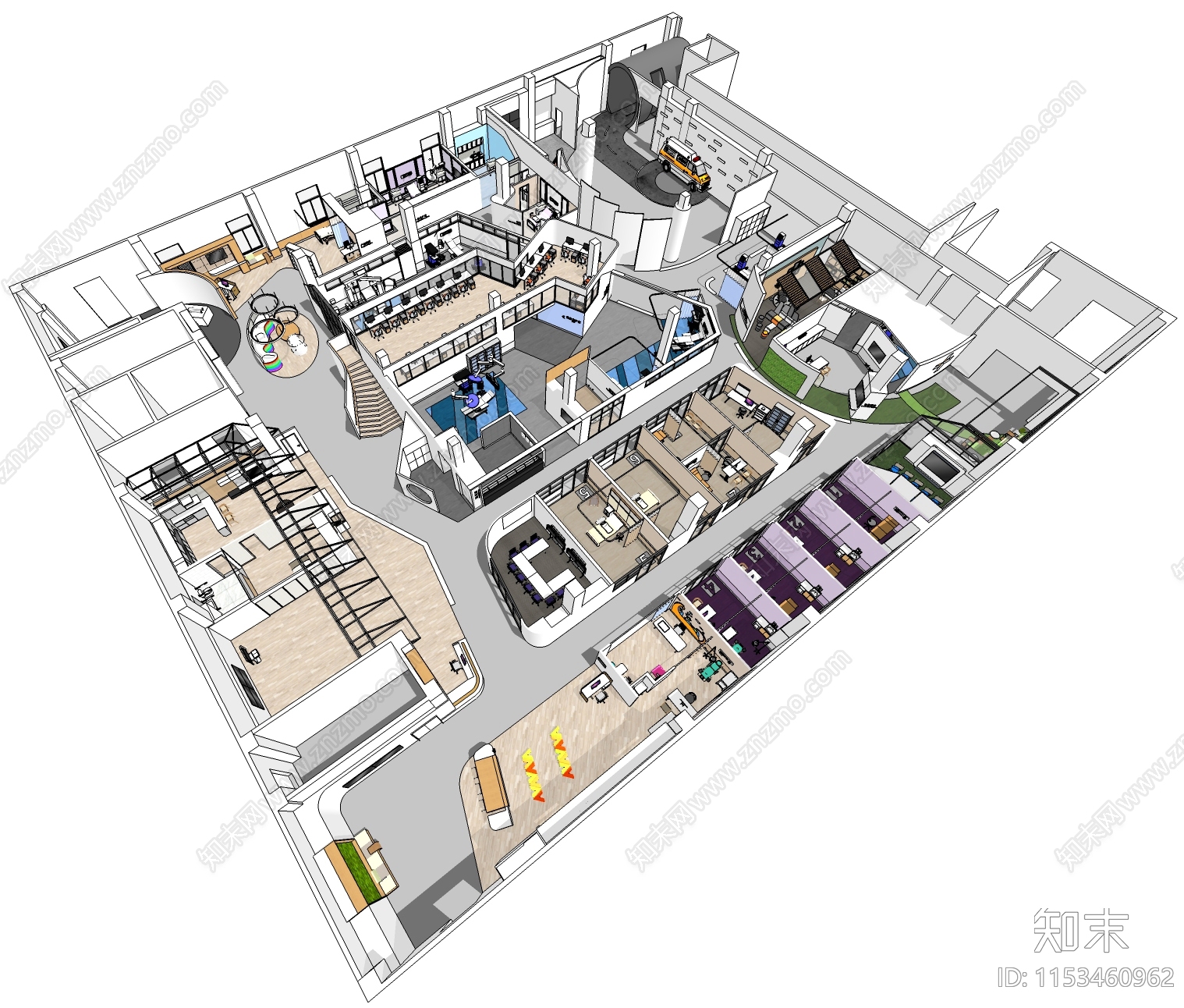 现代风格医院室内SU模型下载【ID:1153460962】