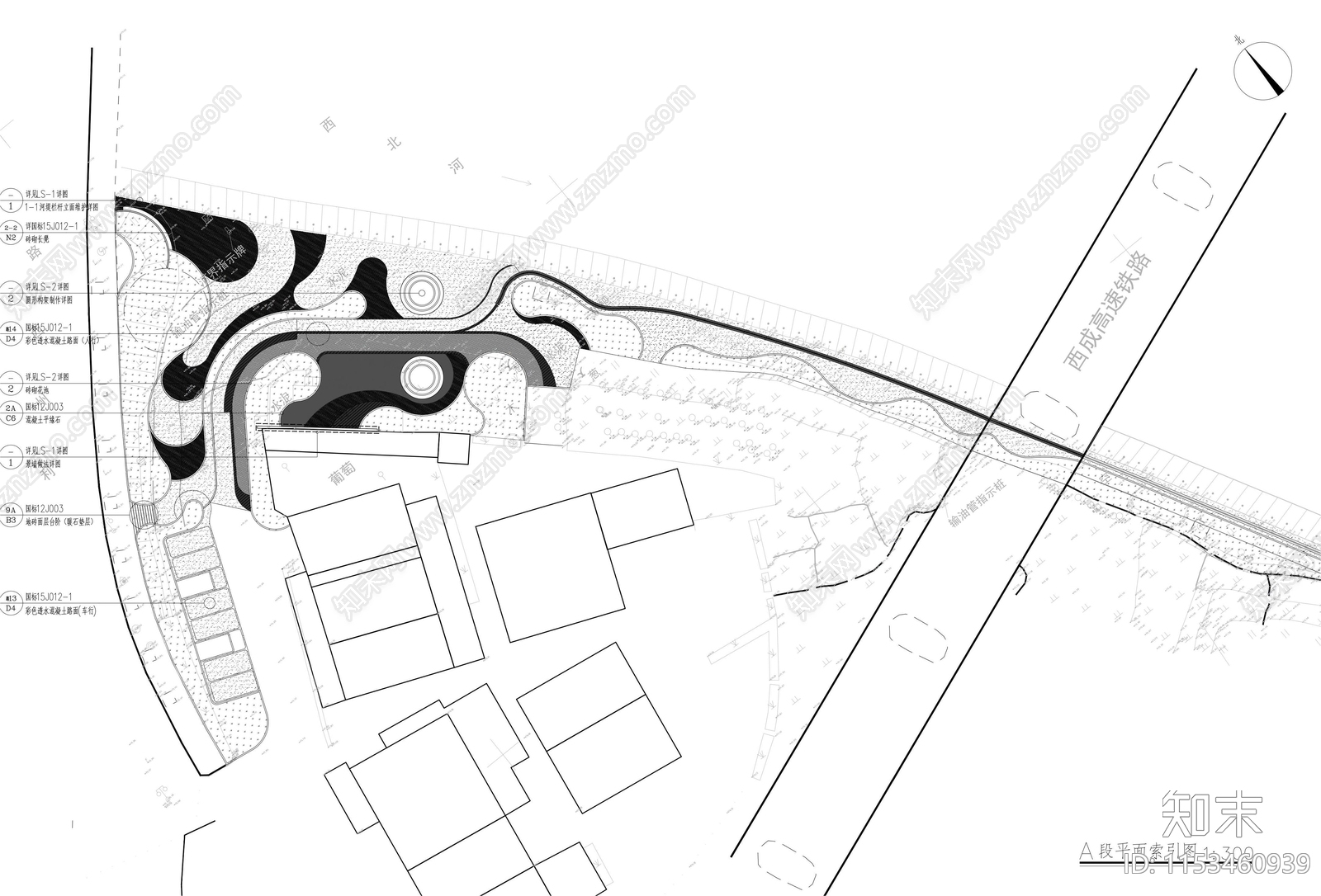 桥头口袋公园景观cad施工图下载【ID:1153460939】