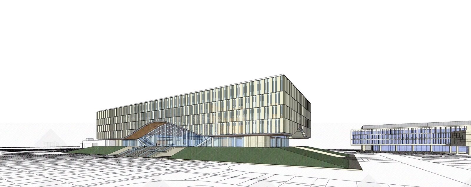 现代展览馆建筑SU模型下载【ID:1153462149】
