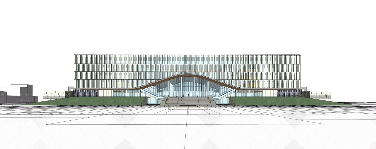 现代展览馆建筑SU模型下载【ID:1153462149】