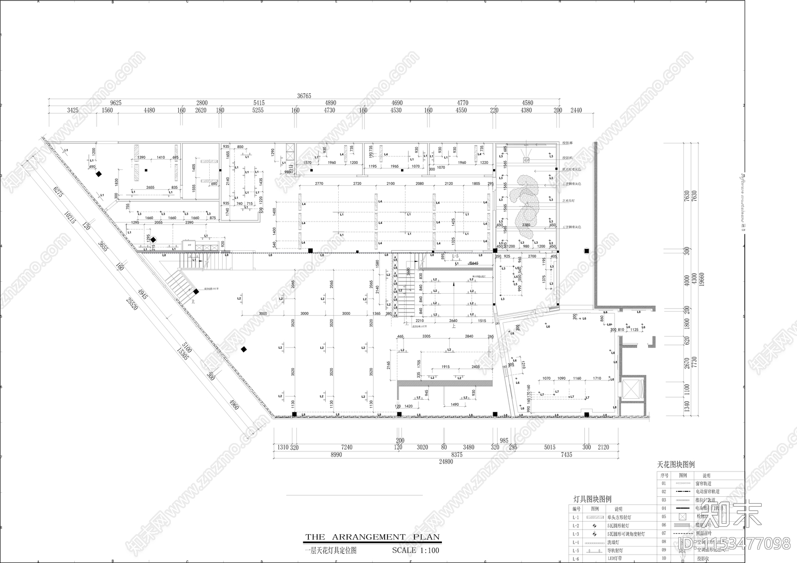 西丽888平方工业风办公室设计cad施工图下载【ID:1153477098】