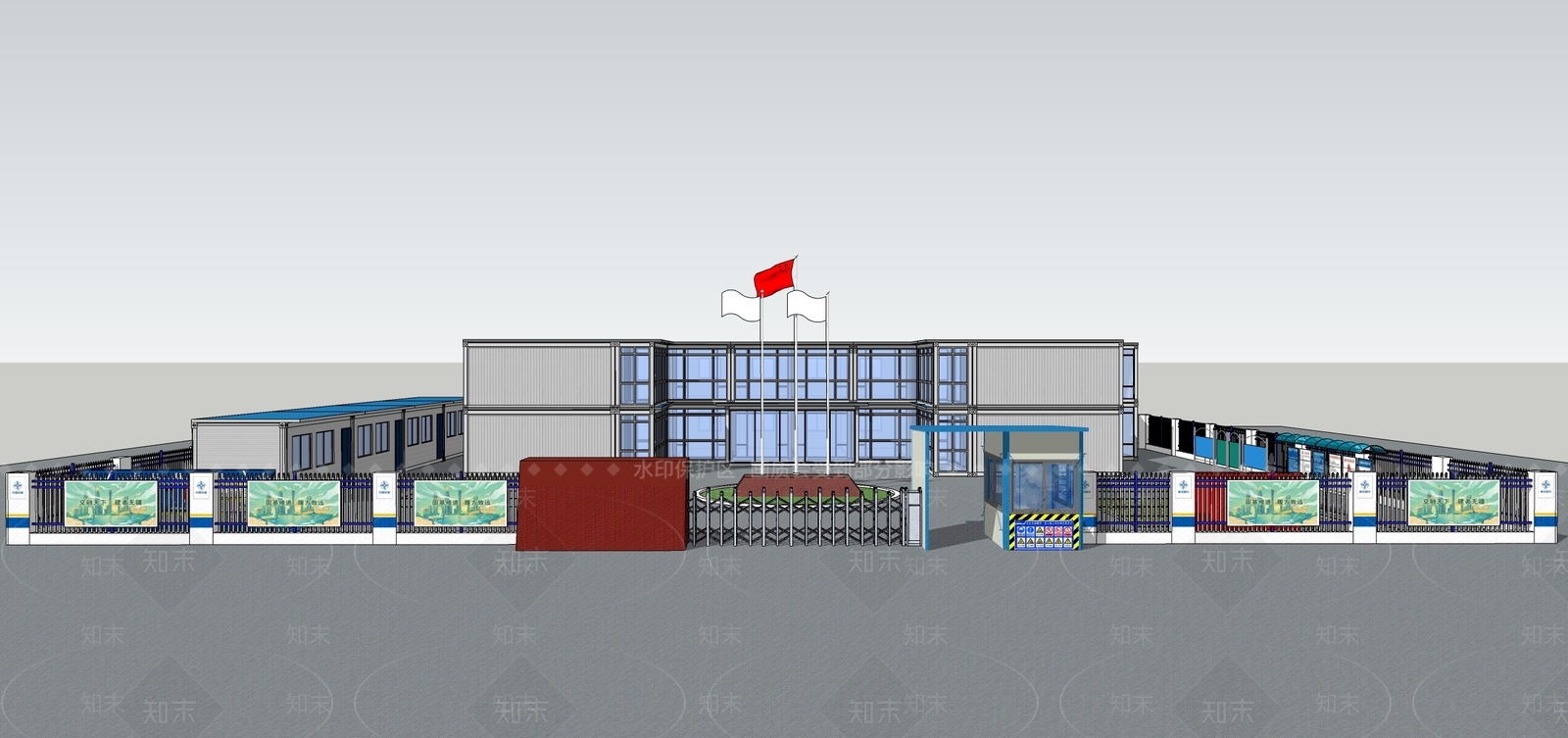 现代工地临时建筑SU模型下载【ID:1153477819】