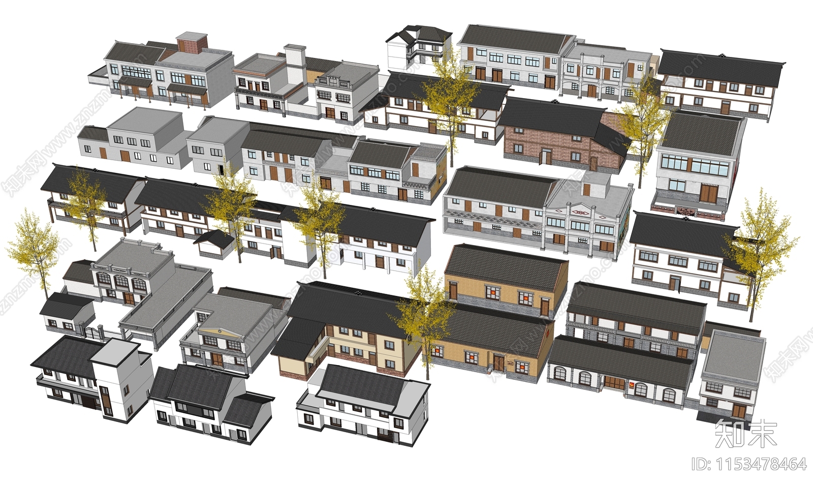 新中式乡村民房SU模型下载【ID:1153478464】
