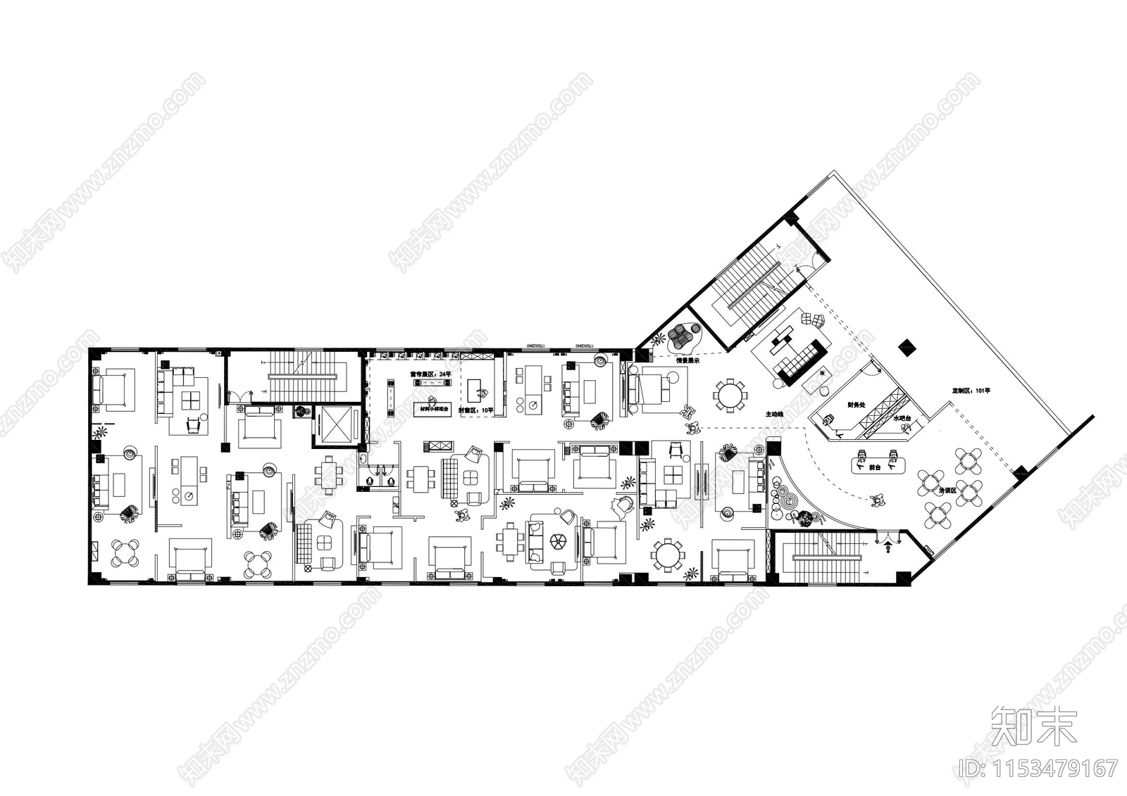 800平装修公司软装馆平面规划设计施工图下载【ID:1153479167】
