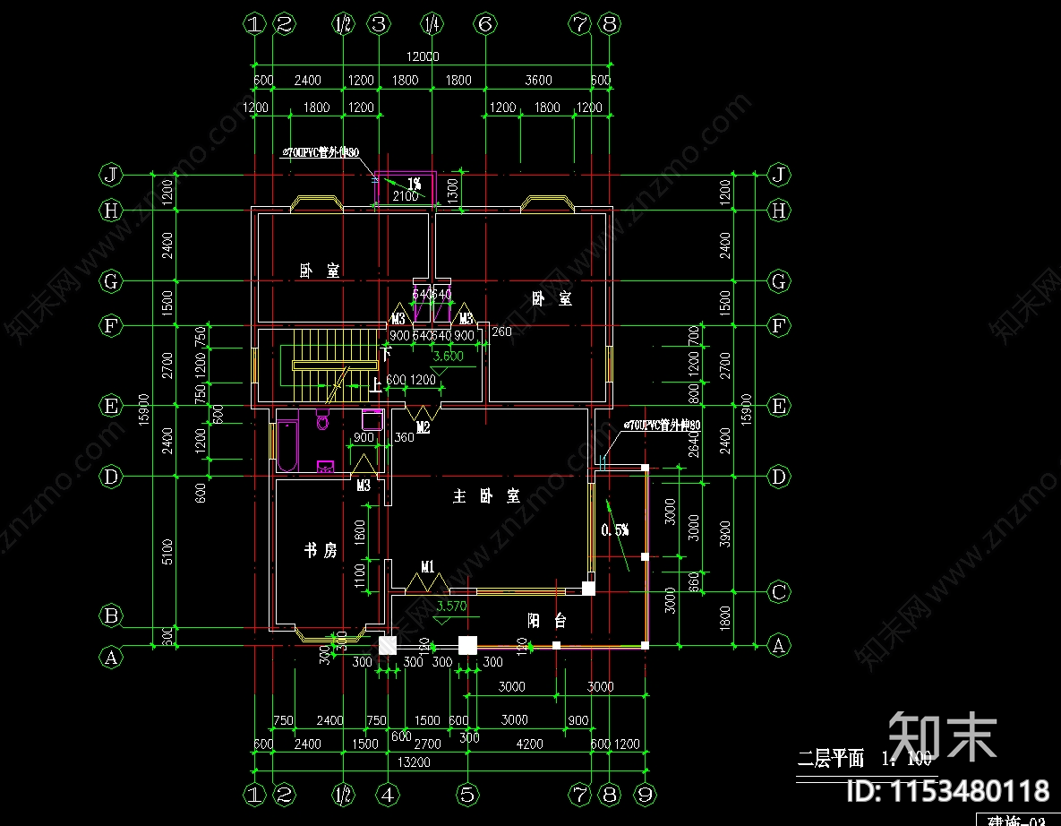 三层别墅建筑cad施工图下载【ID:1153480118】