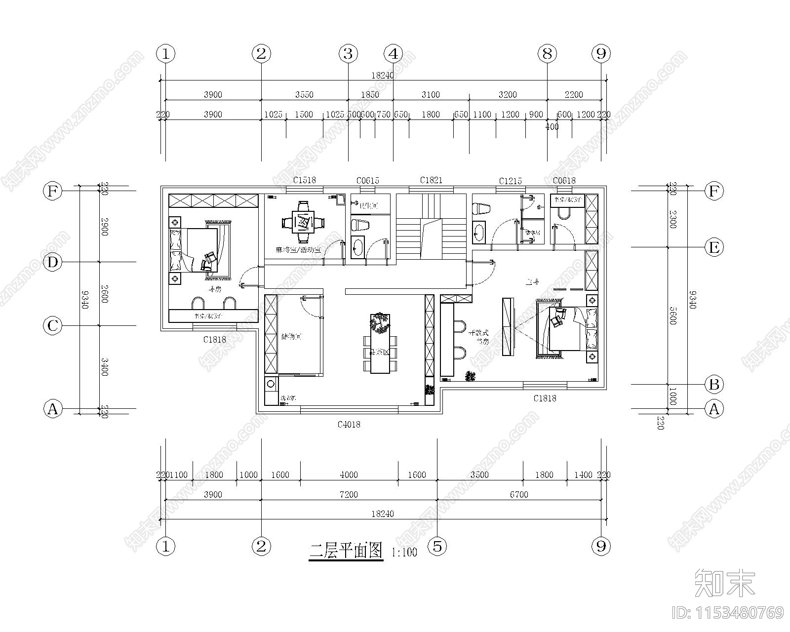 300平自建房别墅规划设计cad施工图下载【ID:1153480769】