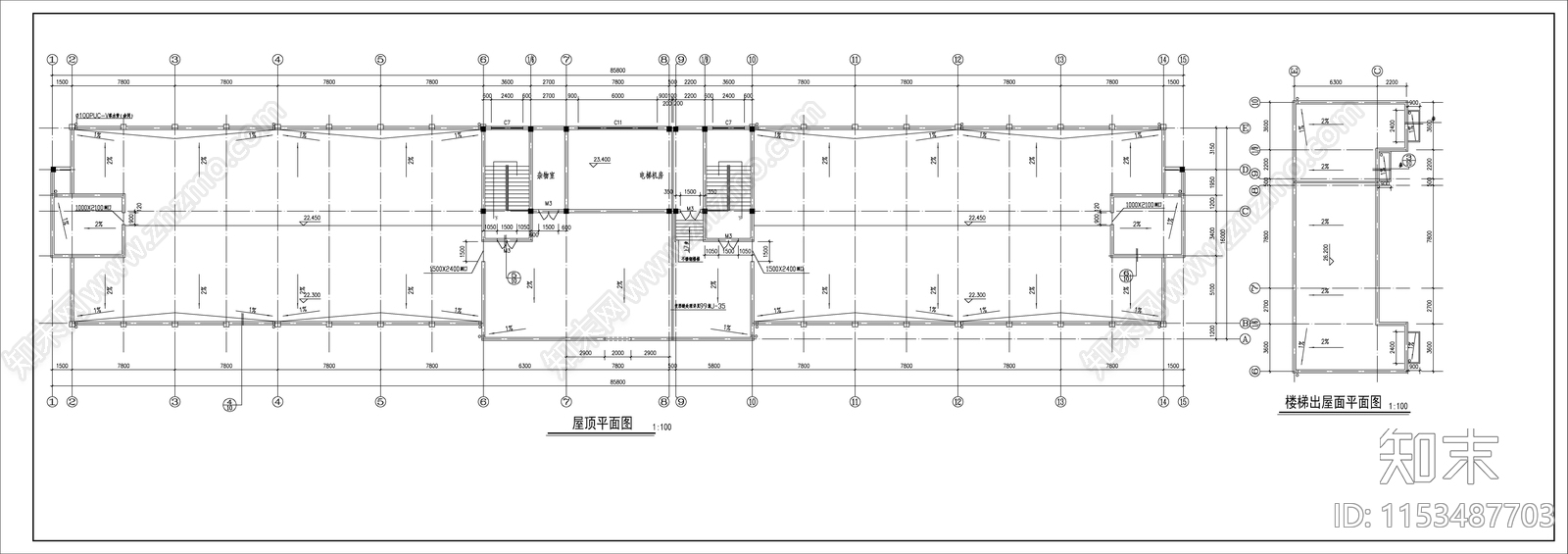 6层厂区办公楼平面布局cad施工图下载【ID:1153487703】