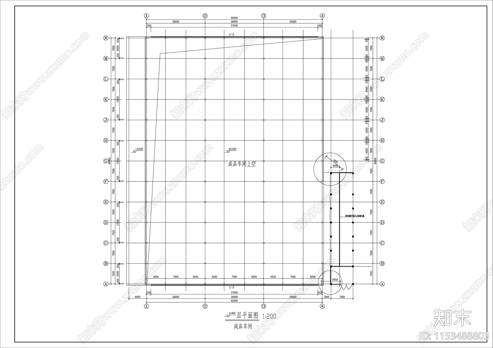 成品车间钢结构建筑cad施工图下载【ID:1153488803】