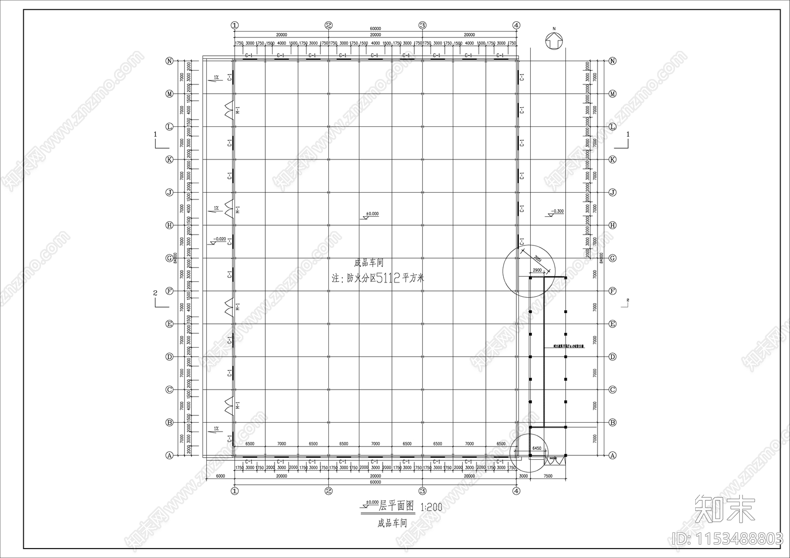 成品车间钢结构建筑cad施工图下载【ID:1153488803】