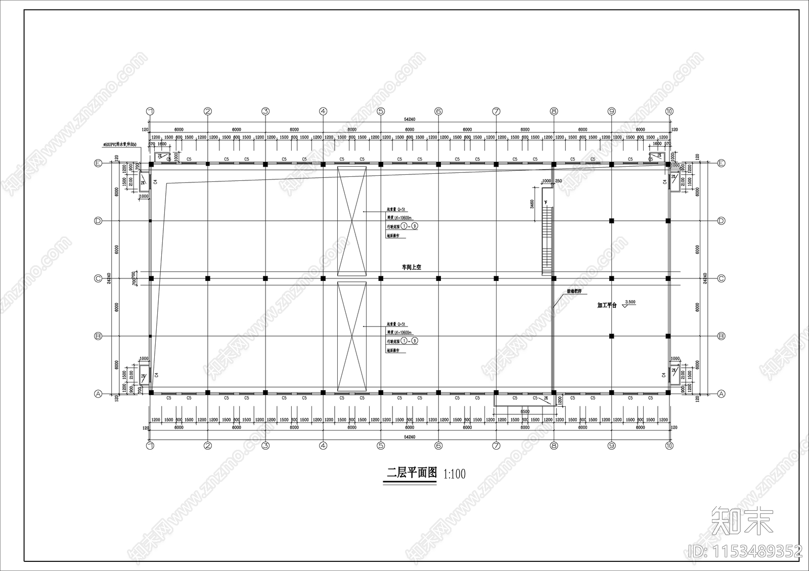 单层工业厂房建筑cad施工图下载【ID:1153489352】