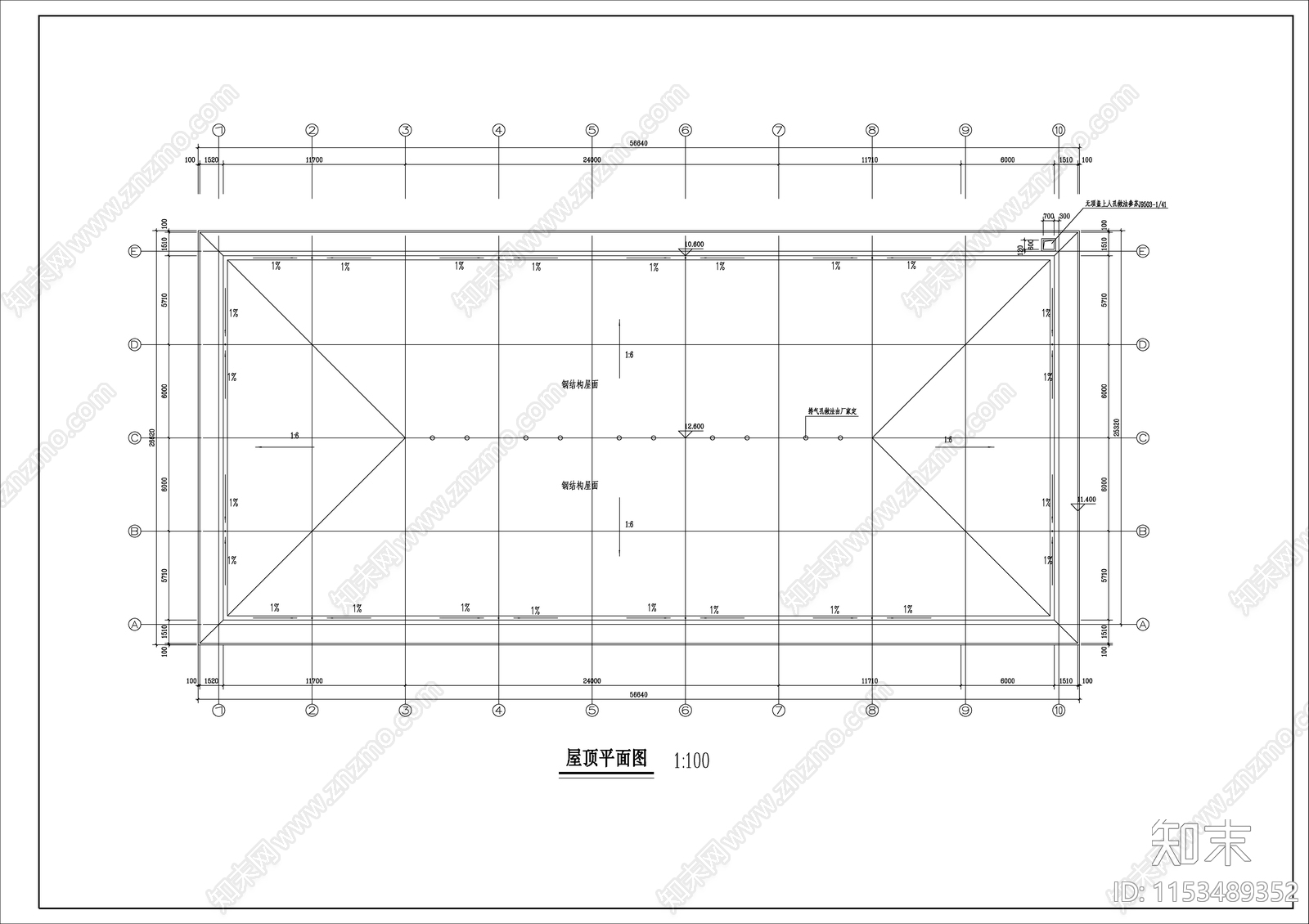 单层工业厂房建筑cad施工图下载【ID:1153489352】