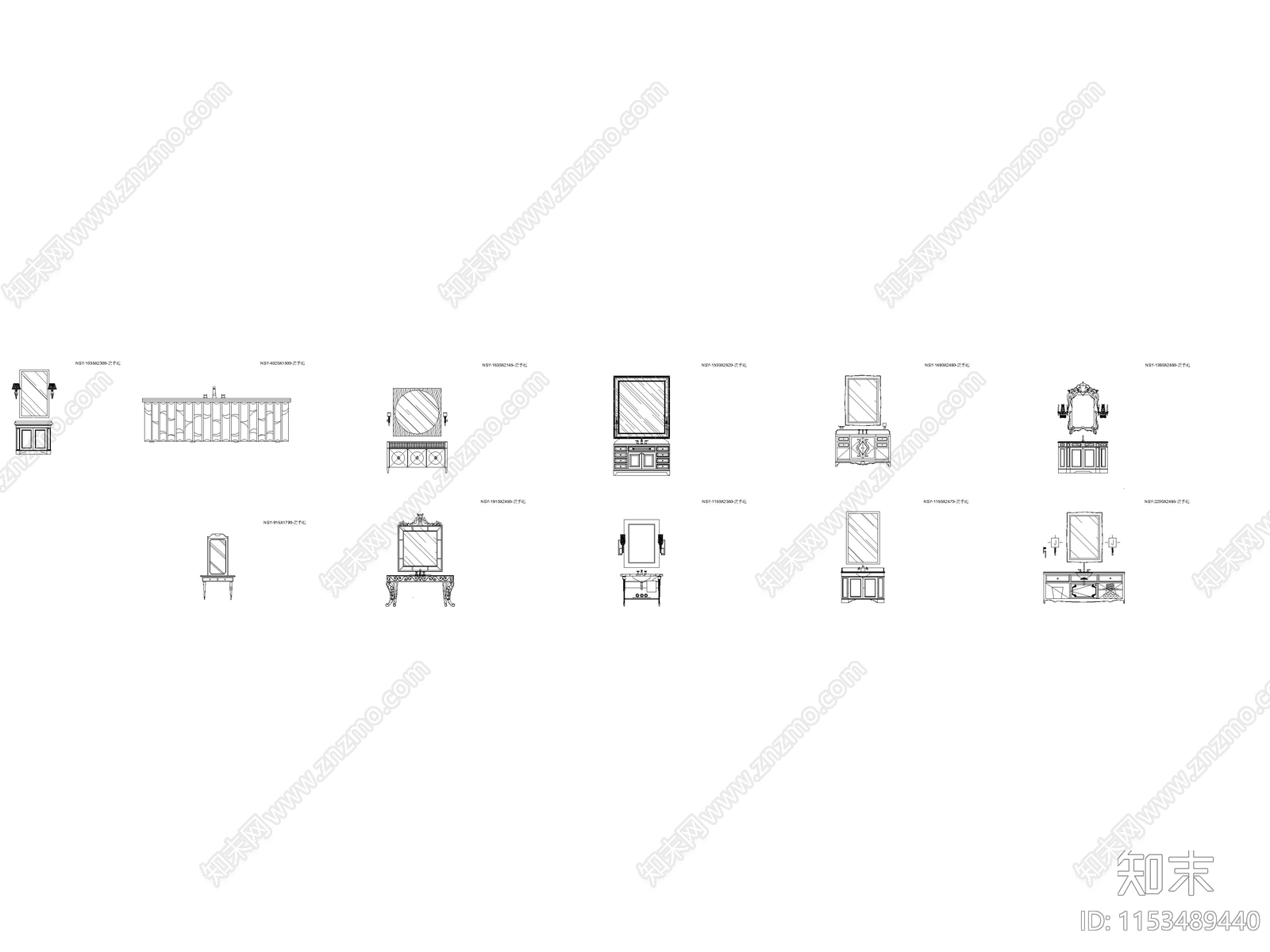 现代卫生洁具cad施工图下载【ID:1153489440】