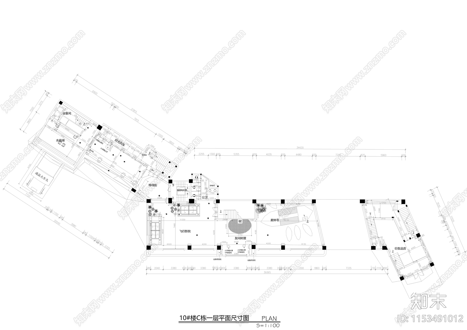 V谷乐园VR体验馆项目建筑设计cad施工图下载【ID:1153491012】