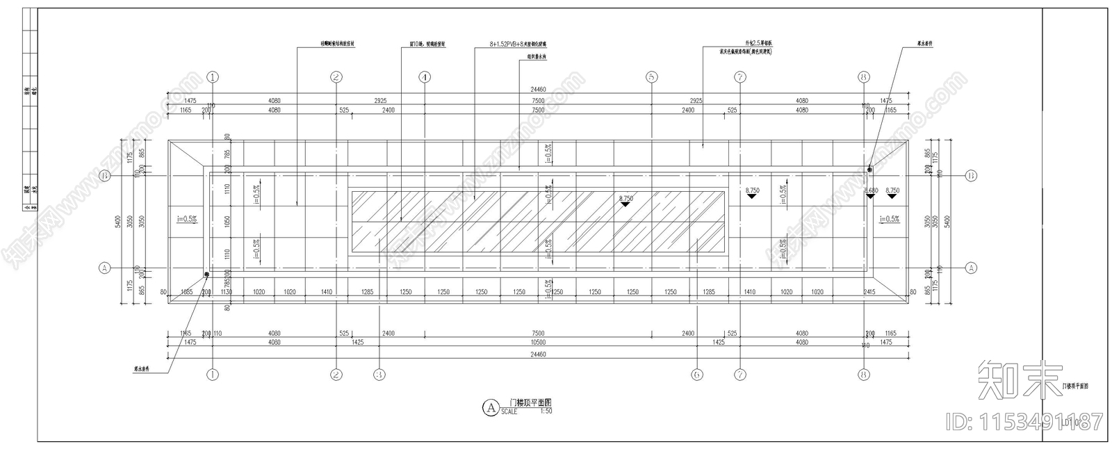 小区景观入口大门建筑设计cad施工图下载【ID:1153491187】