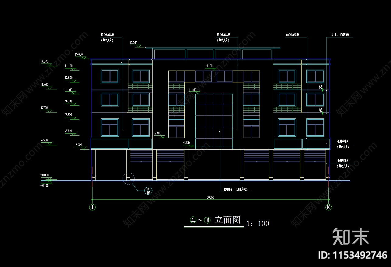 4层展厅建筑cad施工图下载【ID:1153492746】