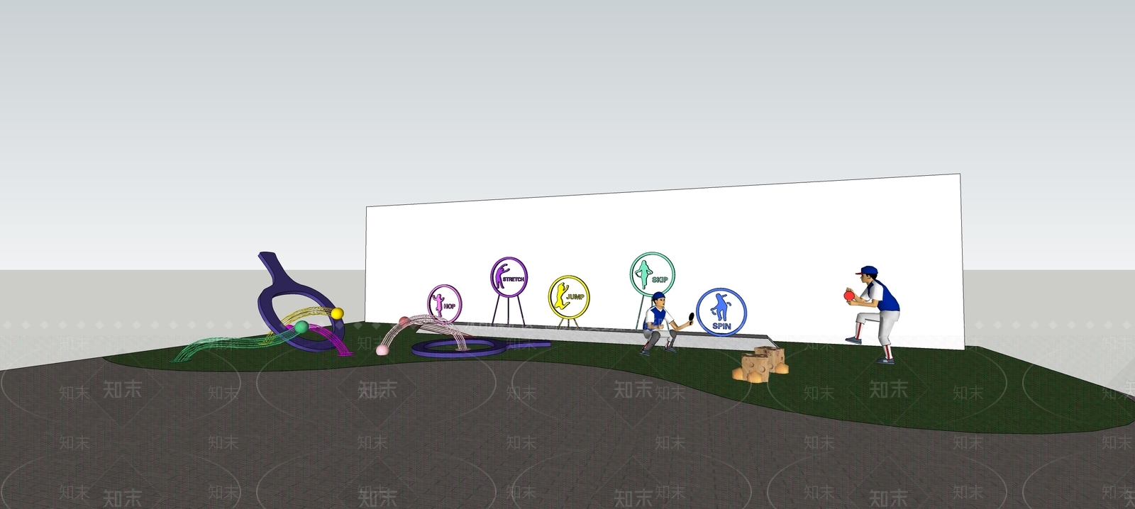 现代雕塑SU模型草图