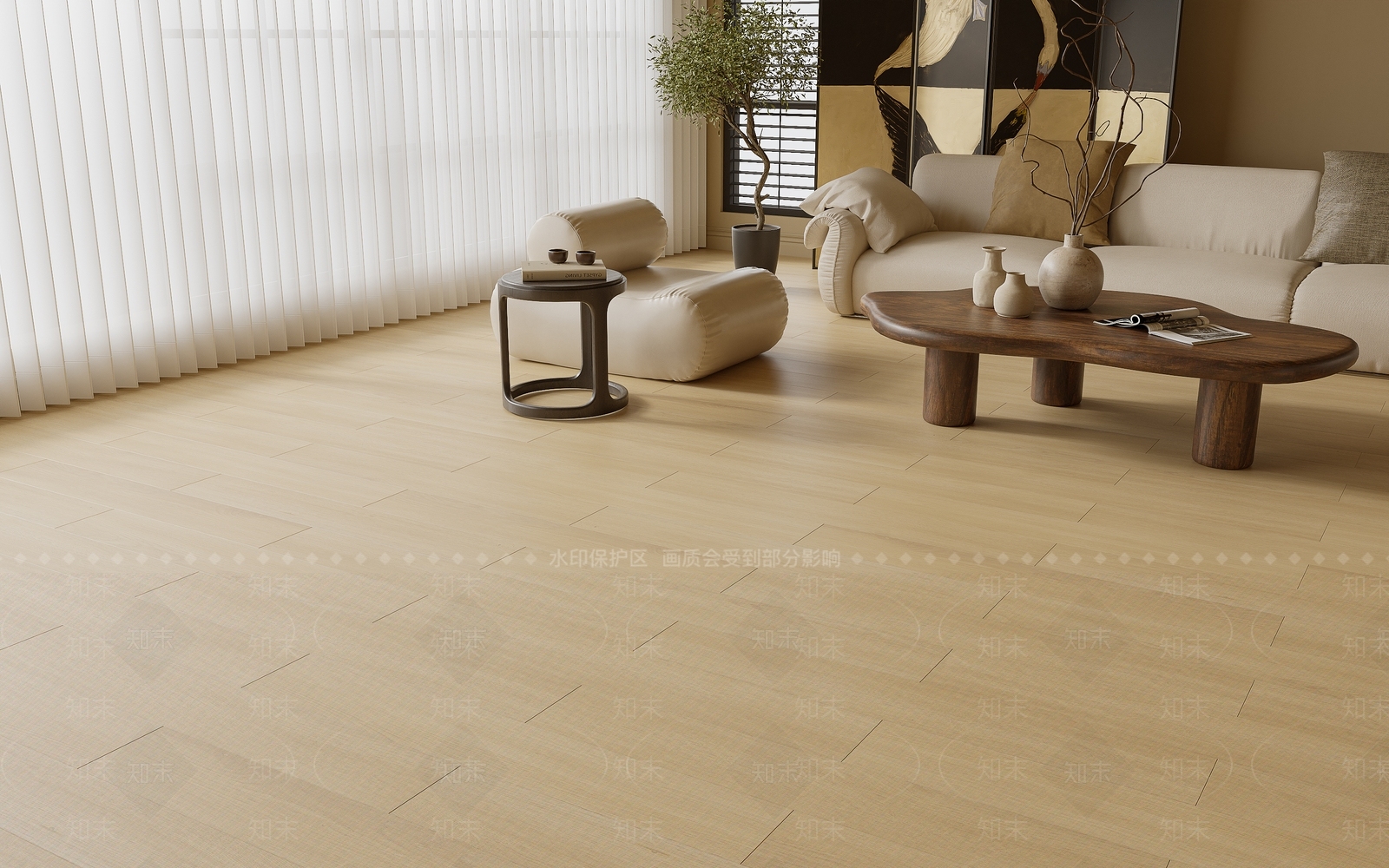 现代客厅木地板3D模型下载【ID:1153510427】