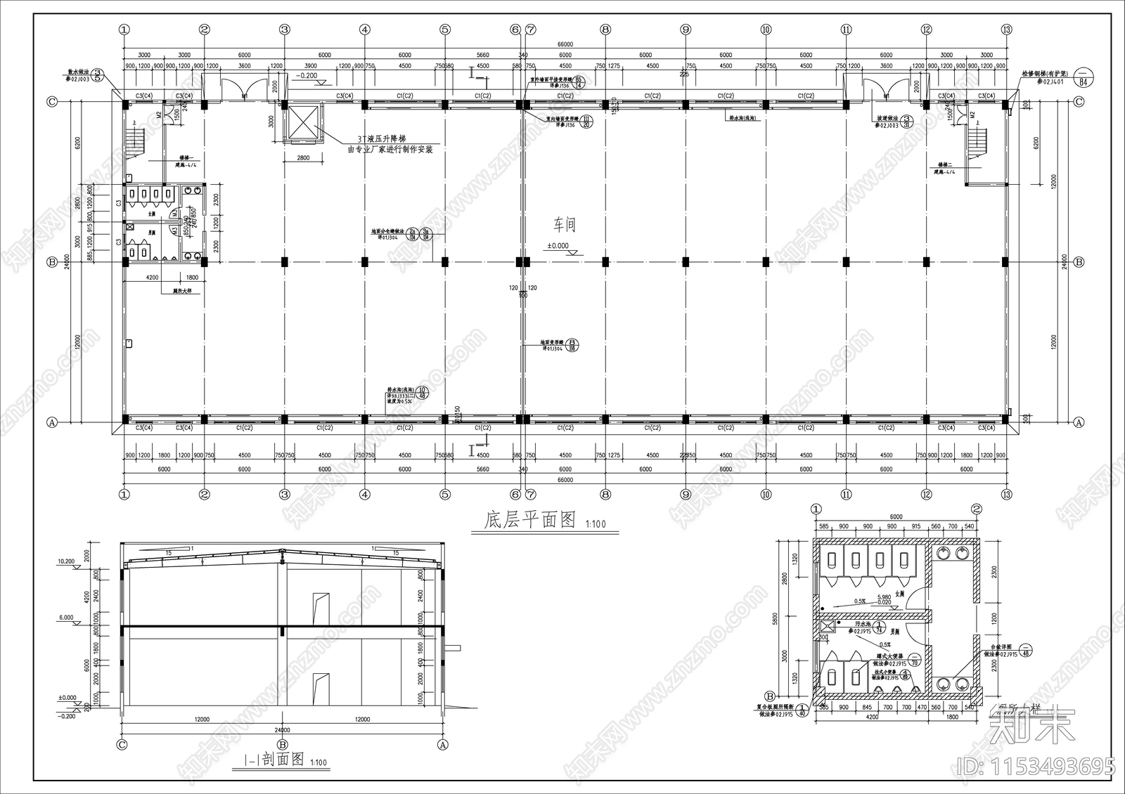 某工业园区车间建筑cad施工图下载【ID:1153493695】