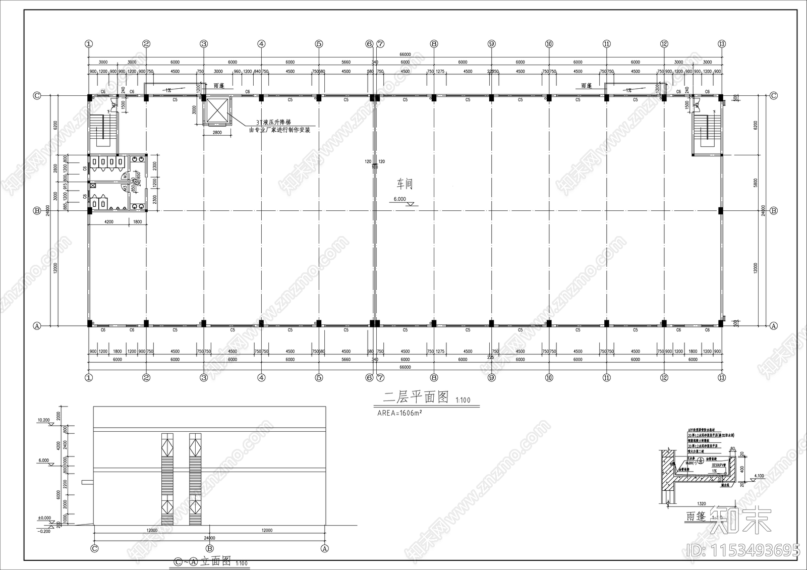 某工业园区车间建筑cad施工图下载【ID:1153493695】