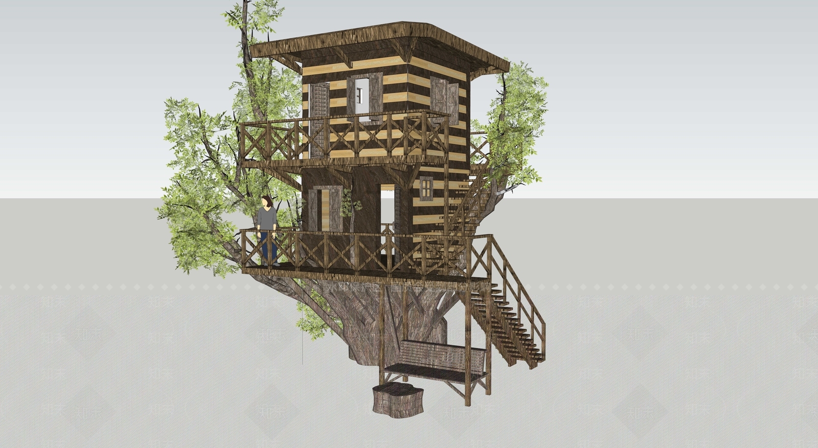 现代生态树屋SU模型下载【ID:1153493780】