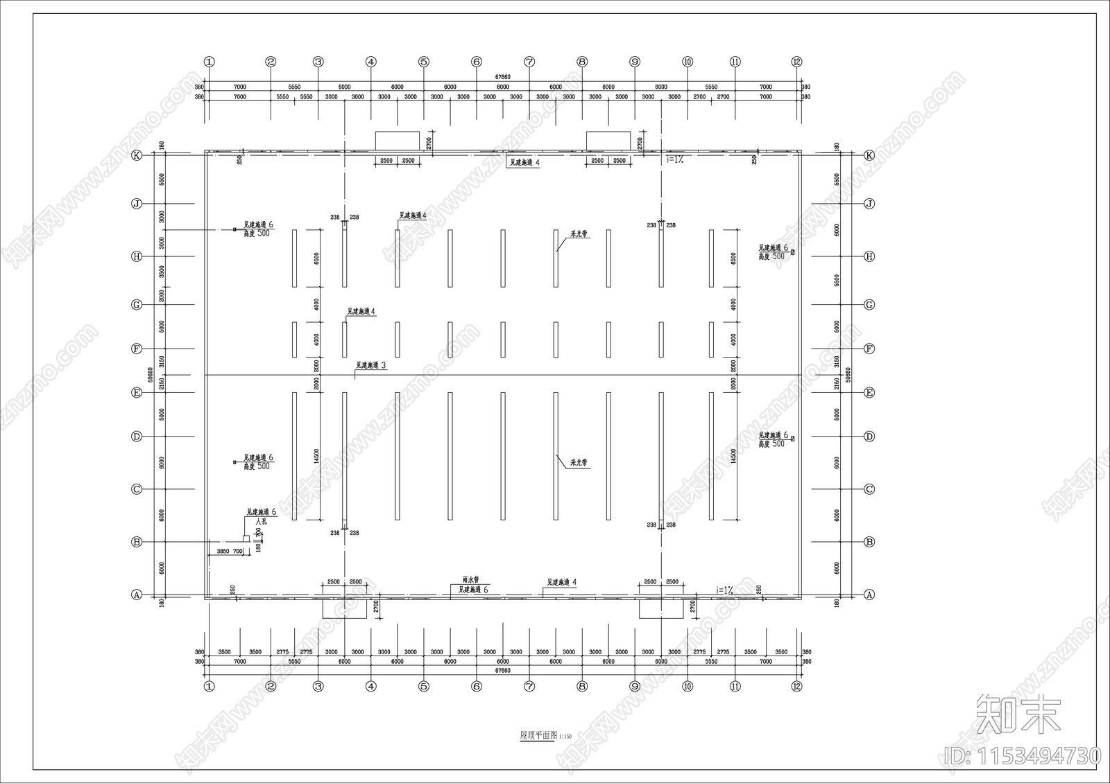 维修工厂车间建筑cad施工图下载【ID:1153494730】
