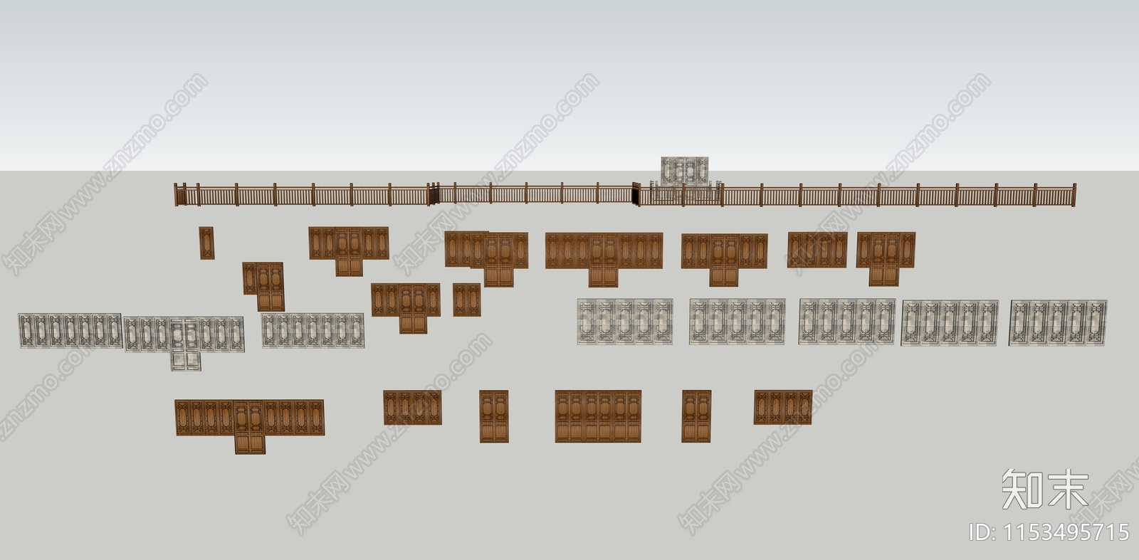 中式传统门窗SU模型下载【ID:1153495715】