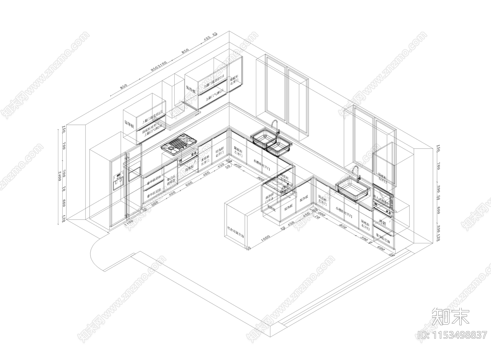 21款室内三维图橱柜施工图下载【ID:1153498837】