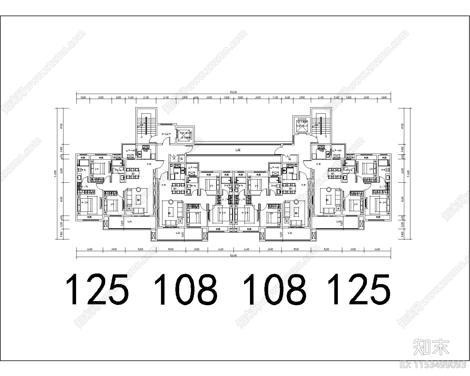 某小区一类高层住宅T4户型建筑施工图下载【ID:1153499093】