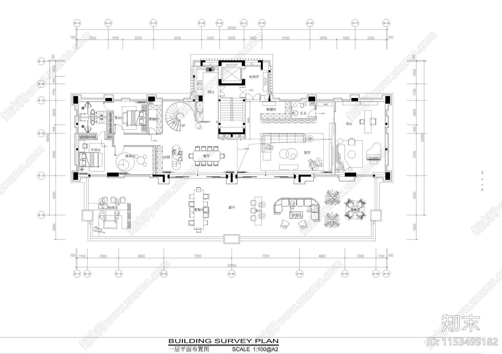 惠州别墅建筑家装空间设计cad施工图下载【ID:1153499182】